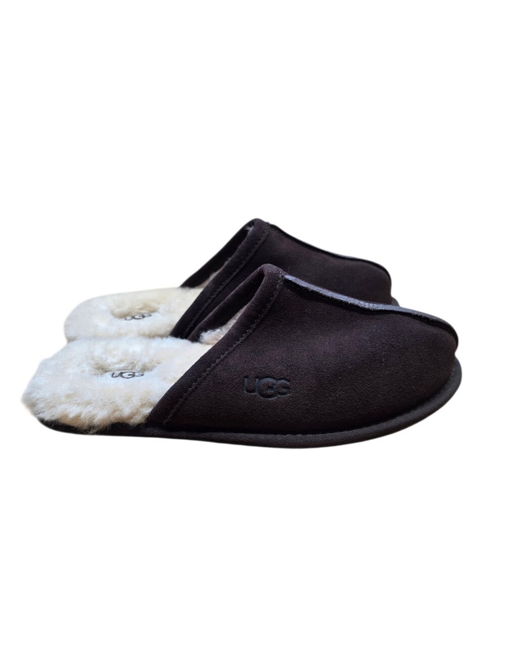 Ugg Scuff Mens Chocolate Brown Fur Lined Slippers 9